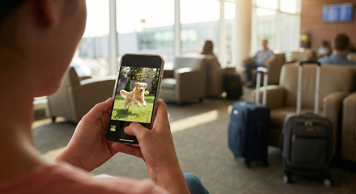 Pet parent receiving photo updates from their sitter