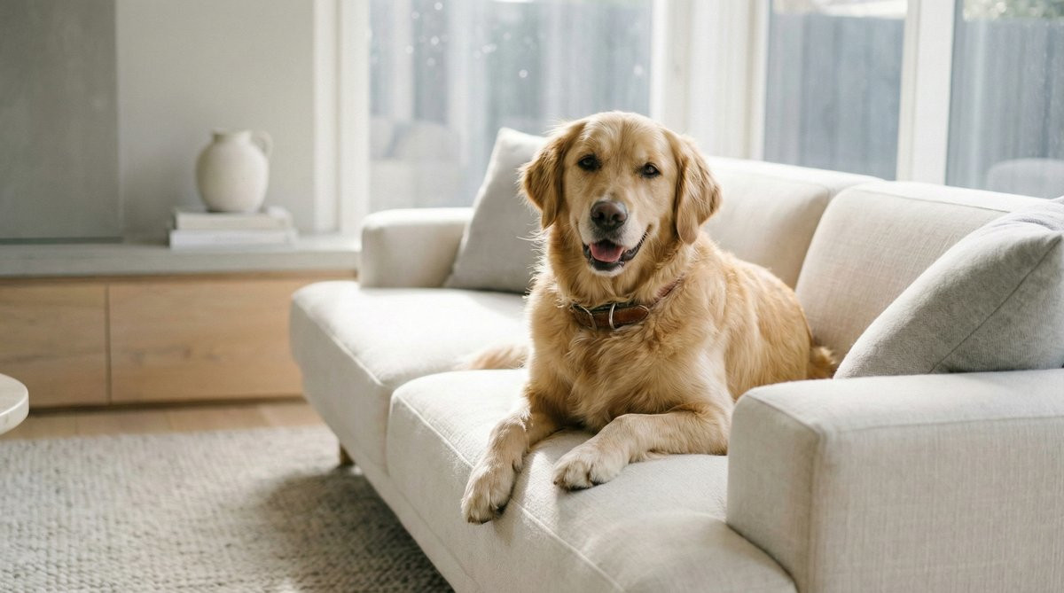 Pet relaxing comfortably at home